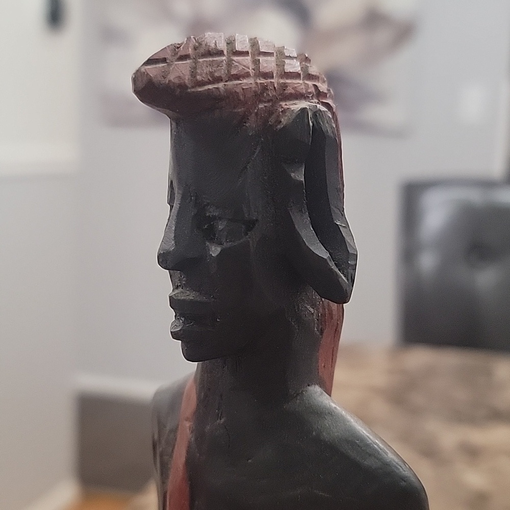 Vintage Wood Sculpture African Tribal Statue Hand Carved Folk Art - Picture 3 of 6